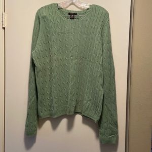 Link brand green multi season cable knit. Sz xl, 92% cotton.